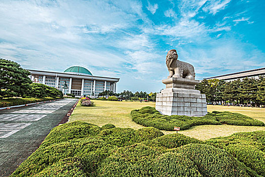 漂亮,花园,正面,议会,韩国