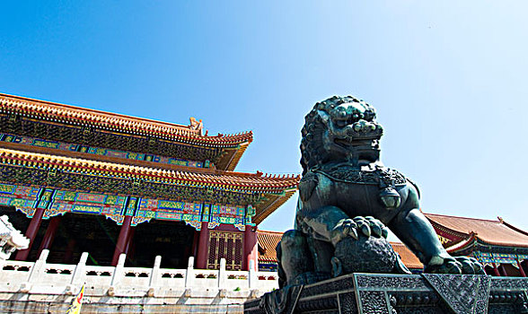 龙,雕塑,入口,故宫,北京,中国,亚洲
