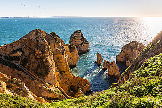 俯拍,石头,拉各斯,阿尔加维,葡萄牙