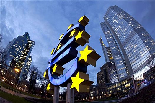 欧洲,中央银行,右边,欧元符号,左边,法兰克福,黑森州,德国