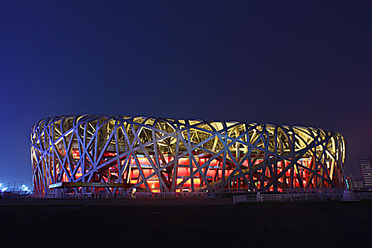 中国,北京,全景,鸟巢,国家体育场,夜景,奥运会,奥林匹克公园,地标,建筑