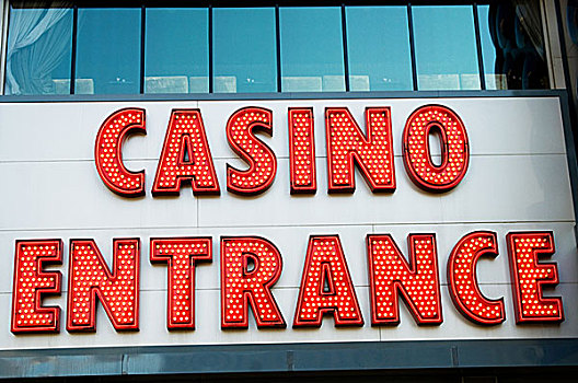 赌场,入口,大,霓虹,红色,文字