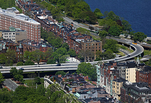 鸟瞰美国马萨诸塞州的首府和最大城市波士顿