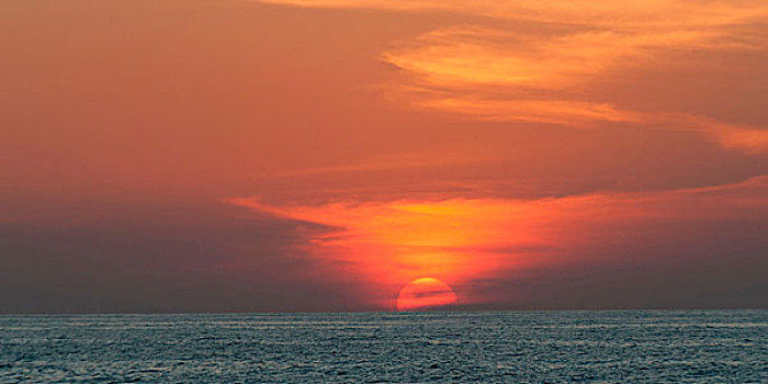 日落,上方,海洋,墨西哥