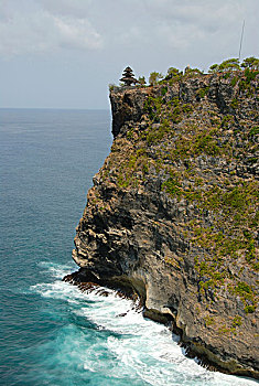 巴厘岛,印度教,保护区,悬崖,俯视,海洋,小,塔,庙宇,半岛,印度尼西亚,东南亚,亚洲