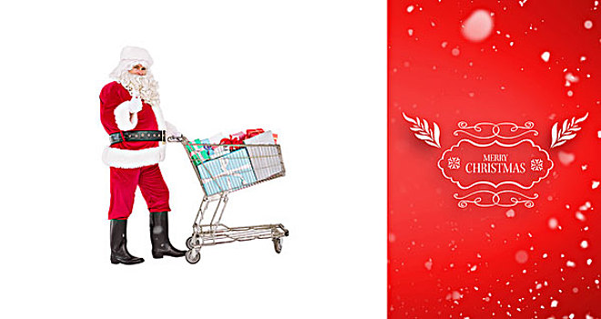 乐观,圣诞老人,递送,礼物,手推车