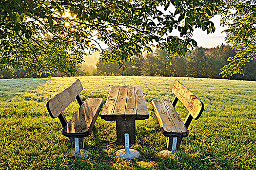 野餐桌,弗兰克尼亚,巴伐利亚,德国