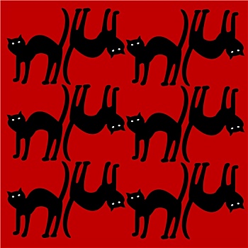猫,图案,隔绝,红色背景