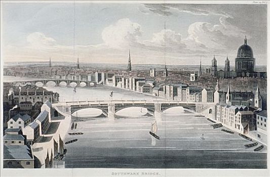 南华克,桥,伦敦,1812年
