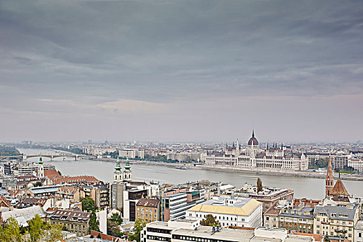 天际线,布达佩斯,白天,议会,多瑙河,匈牙利
