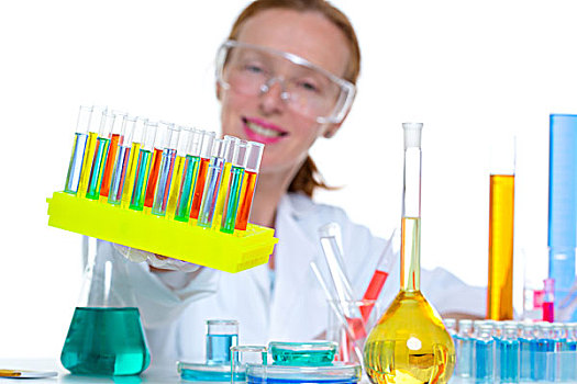 化学品,实验室,科学家,女人,工作,试管