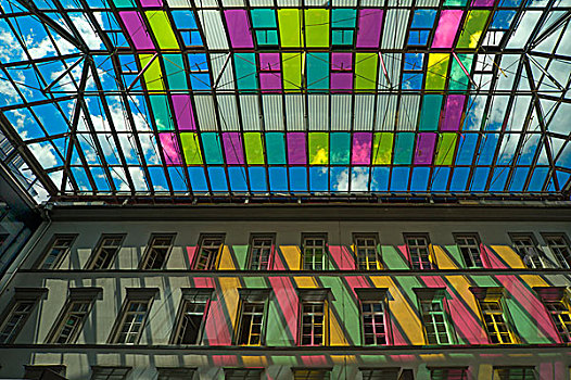 彩色,玻璃屋顶,购物中心,因斯布鲁克,奥地利,欧洲