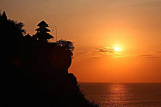 庙宇,日落,巴厘岛,印度尼西亚