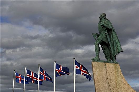 雕塑,冰岛,旗帜,雷克雅未克,欧洲