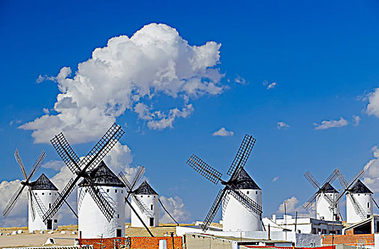 风车,卡斯蒂利亚,拉曼查,西班牙,欧洲