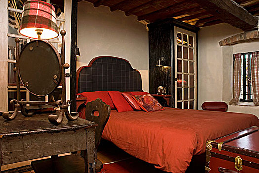 床,软垫,床头板,红色,床上用品,卧室,家