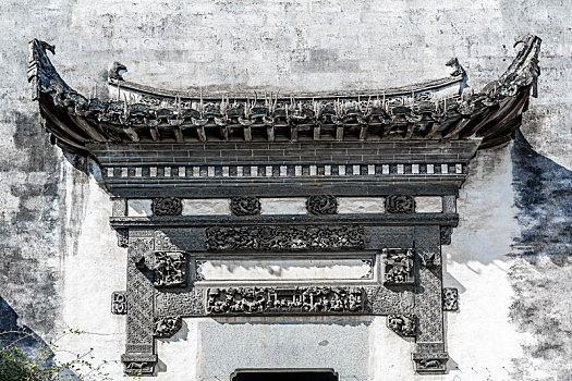 徽派民居门头,中国安徽省黟县卢村古民居建筑