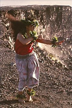 夏威夷,夏威夷大岛,夏威夷火山国家公园,火山口,传统仪式,草裙舞,边缘