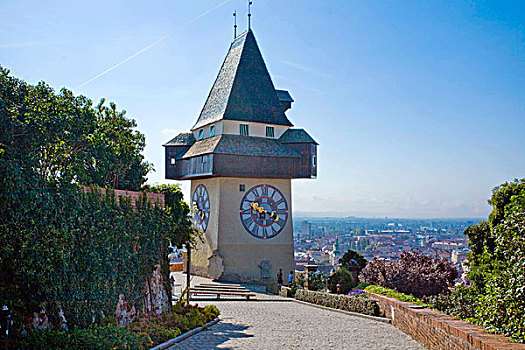 钟楼,城堡山,公园,格拉茨,奥地利,欧洲