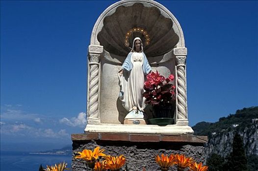 意大利,雕塑,圣母玛利亚,意大利南部