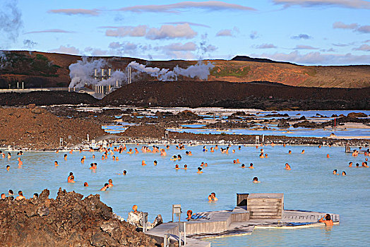 热浴,蓝色泻湖,靠近,冰岛