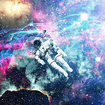 宇航员,天空,星云,背景