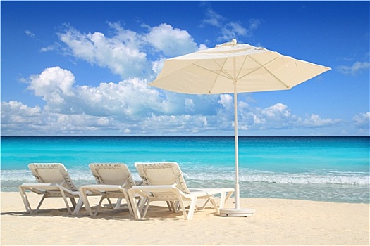 加勒比,沙滩伞,白色,伞,吊床