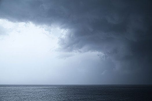 暗色,生动,雷雨天气,上方,海水
