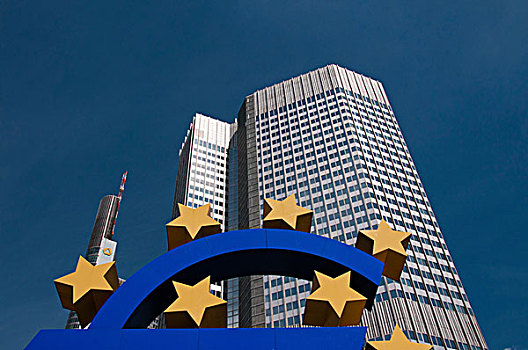 欧元标志,欧洲,中央银行,金融区,法兰克福,黑森州,德国