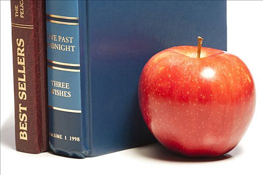 两个,书本,红苹果