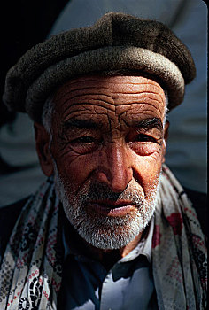 老人,男人,城镇,罕萨,地区,北方地区,巴基斯坦,十一月,2008年