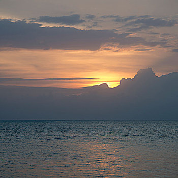 海洋,日落,海湾群岛,洪都拉斯