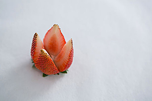 特写,草莓,切,花,形状,白色背景,背景