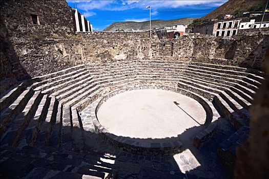 俯拍,古遗址,圆形剧场,波托西地区,墨西哥