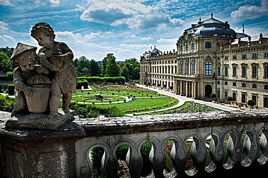 维尔茨堡,住宅,宫殿,花园,世界遗产,巴伐利亚,德国,欧洲