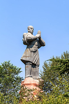 中国河南省登封少林寺武僧塑像