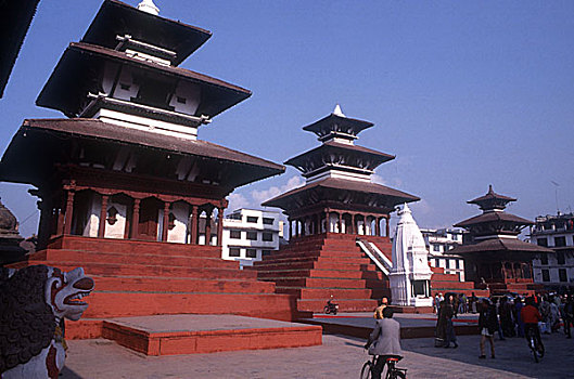 尼泊尔,加德满都,杜巴广场,三个,层次,湿婆神,庙宇,平台,兴趣,许多,地点,稀有