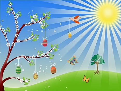 复活节,自然,春天,插画