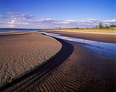 波浪,沙子,海滩,温尼伯湖,曼尼托巴,加拿大
