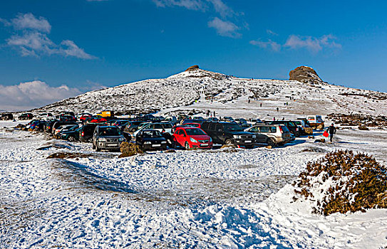 冬天,风景,上方,停车场,石头,达特姆尔高原,国家公园