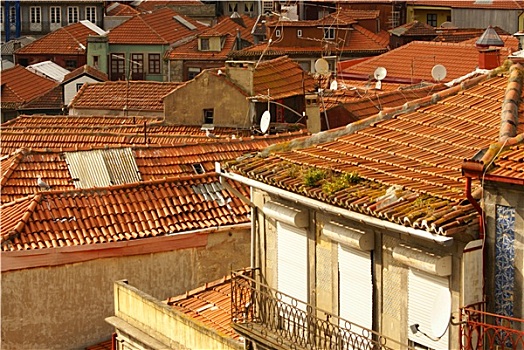 细长,房子,老城,波尔图,葡萄牙