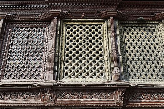 历史,窗户,雕刻,木头,斯瓦扬布纳特佛塔,加德满都,尼泊尔