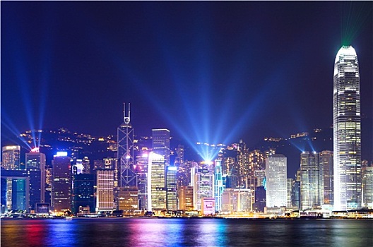 香港,城市天际线,夜拍