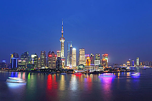 外滩,陆家嘴,上海现代建筑群夜景