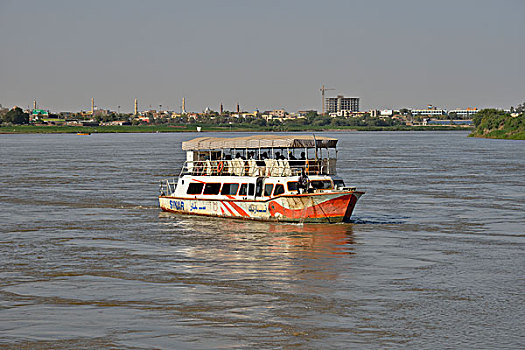 观光,船,尼罗河,苏丹,非洲