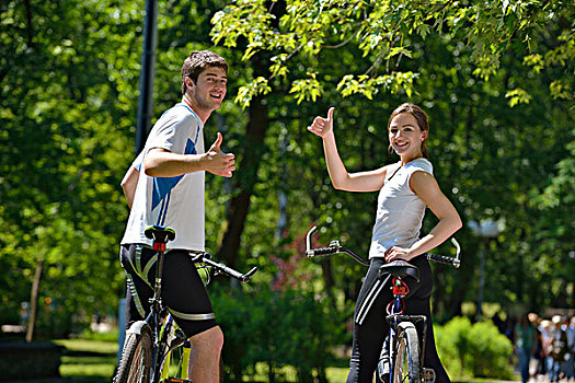 幸福伴侣,乘,自行车,户外,健康,生活方式,有趣,喜爱,浪漫,概念