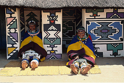 部族,女人,坐,荫凉,南非