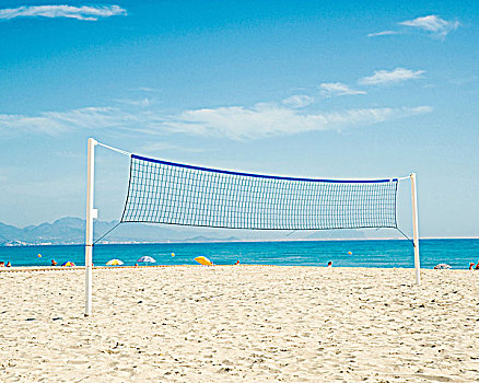 排球网,海滩,贝尼多姆,白色海岸,西班牙