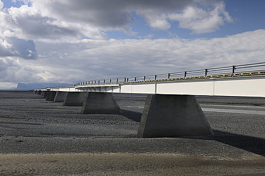 桥,上方,干燥,河床,1号公路,南海岸,冰岛