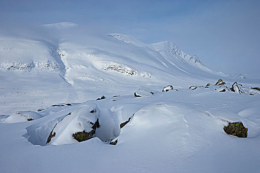 瑞典,拉普兰,山脉,冬天